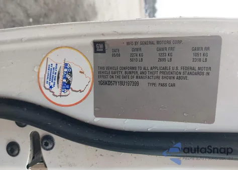 2008 Cadillac Dts 1Sc z USA, uszkodzony, nr VIN 1G6KD57Y18U197399